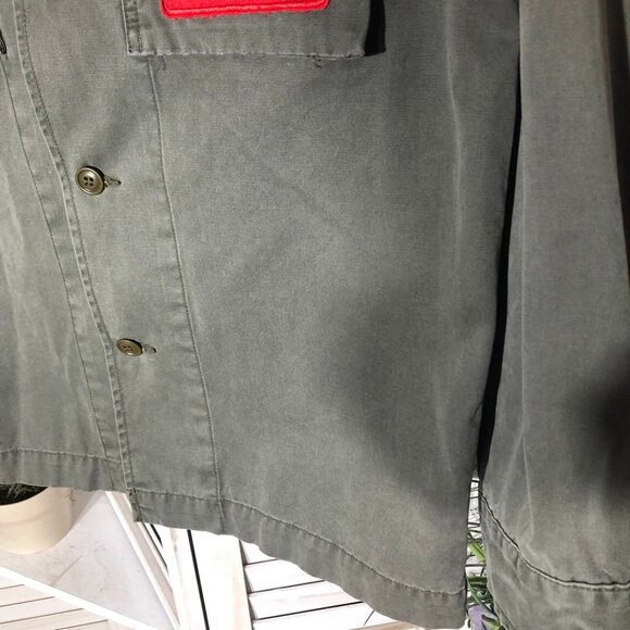 Lucky Brand Cotton Jacket NASA Patches Cargo Pockets Military Green Men’s sz M - Picture 16 of 16